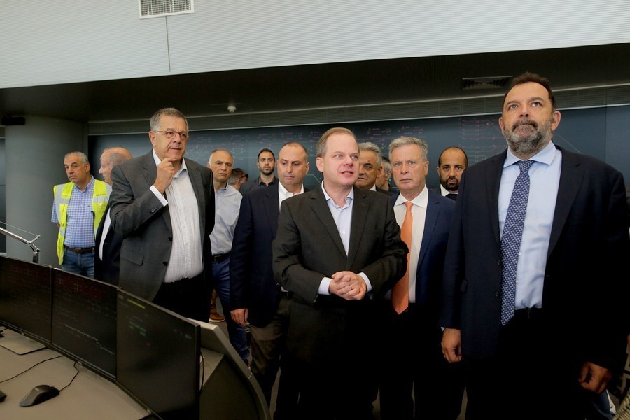 Ο υπουργός Υποδομών και Μεταφορών Κώστας Καραμανλής επισκέπτεται το αμαξοστάσιο του Μετρό στην Πυλαία
