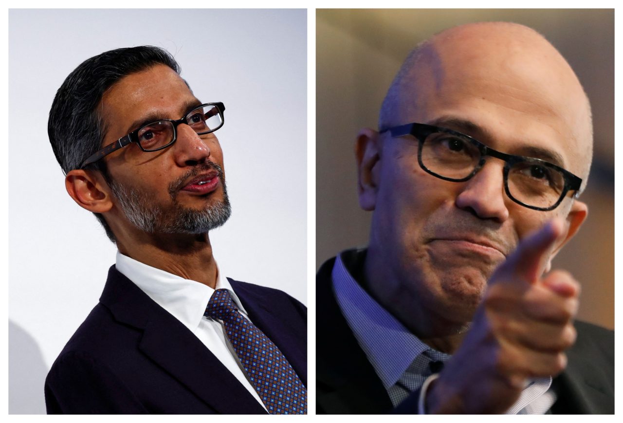 Sundar Pichai, CEO Google (αριστερά) και Satya Narayana Nadella, CEO Microsoft