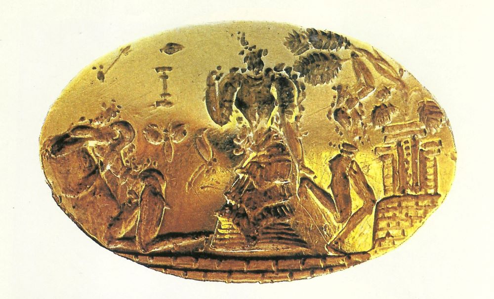 Χρυσό δαχτυλίδι από τον Θολωτό Τάφο Α των Αρχανών στο Φουρνί