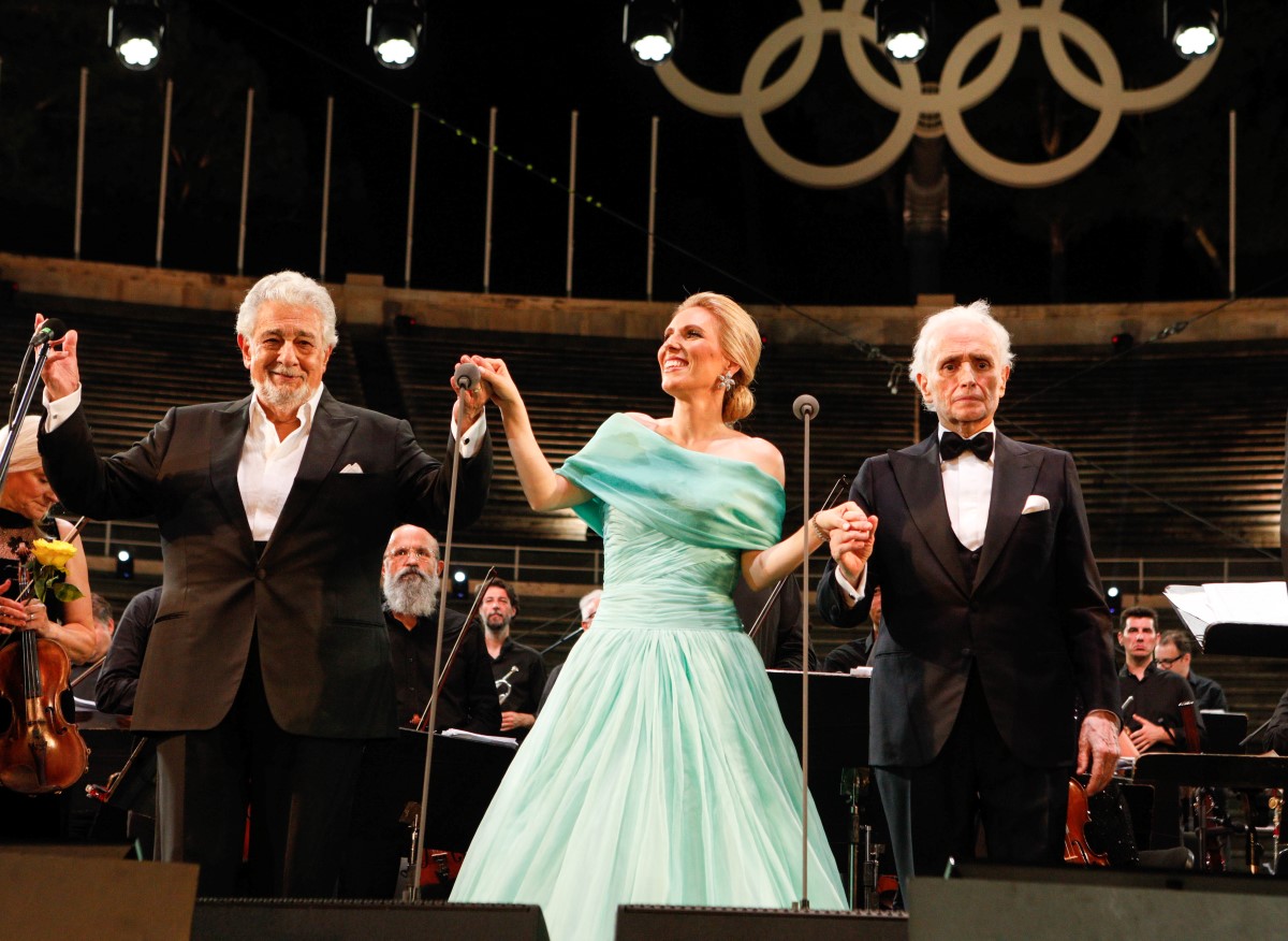 Οι δύο θρύλοι της Οπερας Placido Domingo και Jose Carreras με την Χριστίνα Πουλίτση και τον Μαέστρο Jordi Bernacer αποθεώνονται από το κοινό