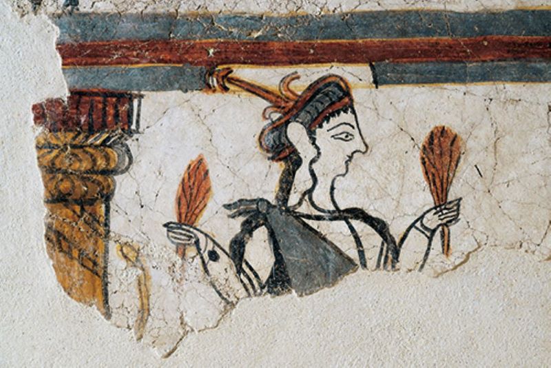 Η «Σιτοπότνια», θεά που προστάτευε τη σοδειά. Από την Τοιχογραφία των Μυκηνών (1250-1180 π.Χ.), φωτ. Σωκράτης Μαυρομμάτης