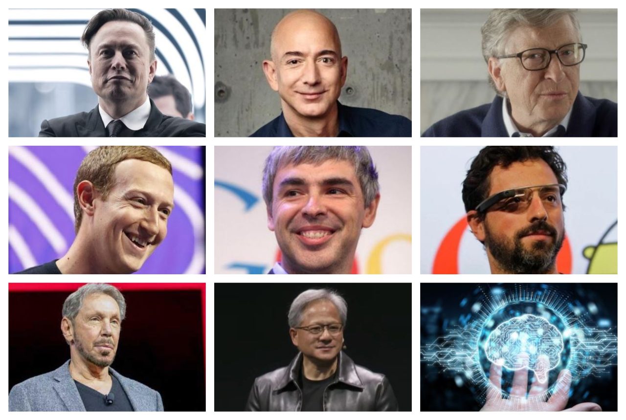 Elon Musk, Jeff Bezos, Bill Gates, Mark Zuckerberg, Larry Page, Sergey Brin, Larry Elison και Jensen Huang,