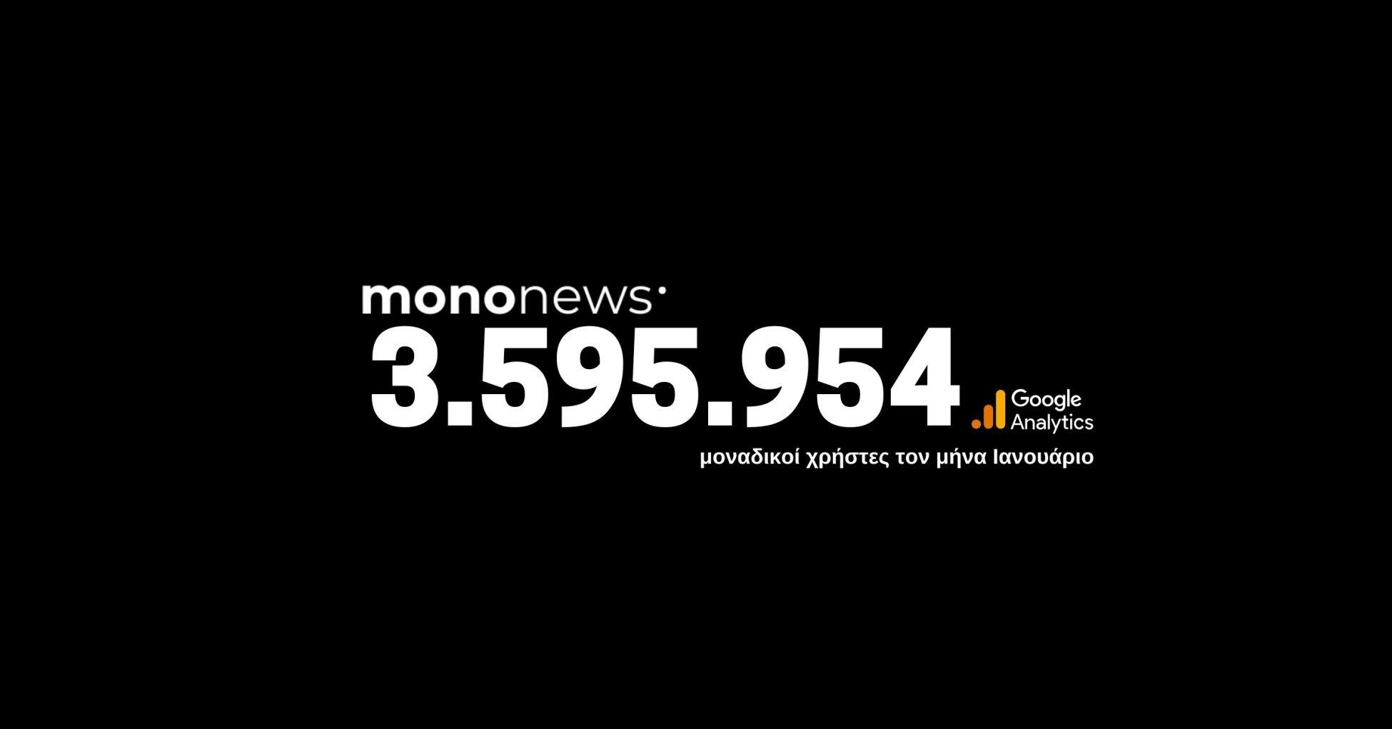 3.595.954 μοναδικοί χρήστες επέλεξαν το mononews.gr για την ενημέρωσή τους τον μήνα Ιανουάριο